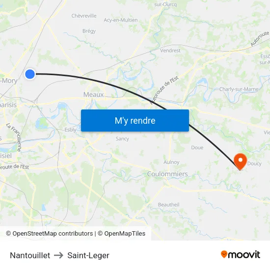 Nantouillet to Saint-Leger map