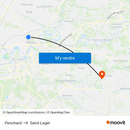 Penchard to Saint-Leger map