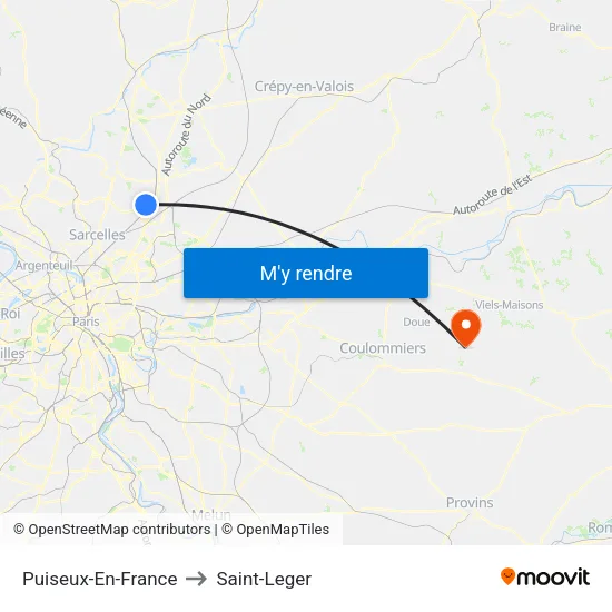 Puiseux-En-France to Saint-Leger map