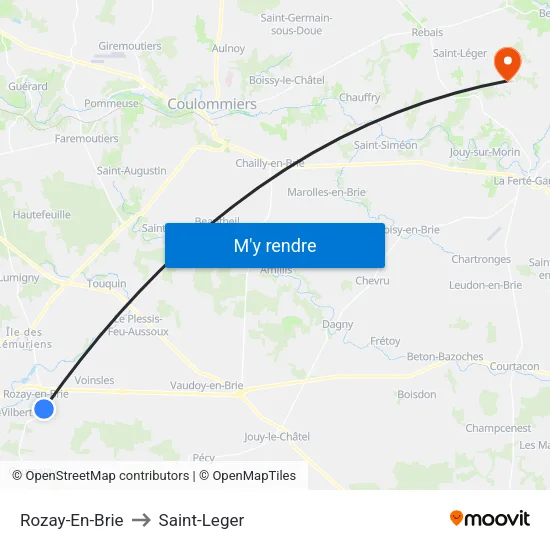 Rozay-En-Brie to Saint-Leger map