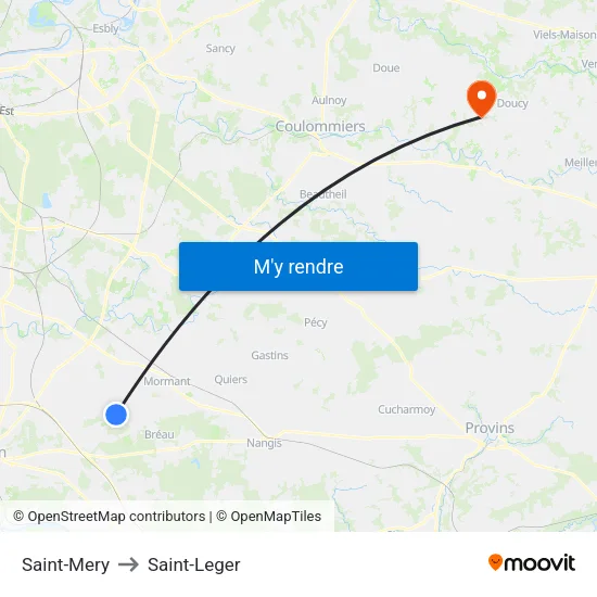 Saint-Mery to Saint-Leger map