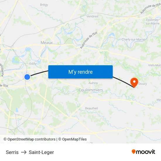 Serris to Saint-Leger map