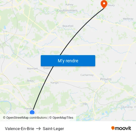 Valence-En-Brie to Saint-Leger map