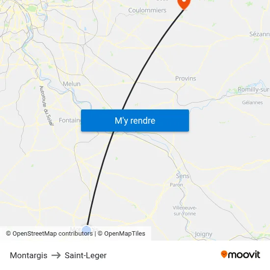 Montargis to Saint-Leger map