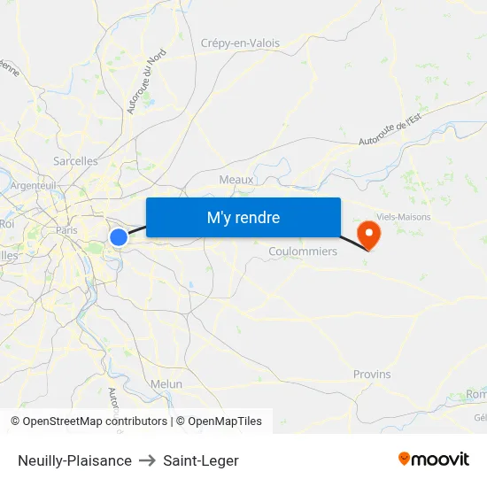 Neuilly-Plaisance to Saint-Leger map