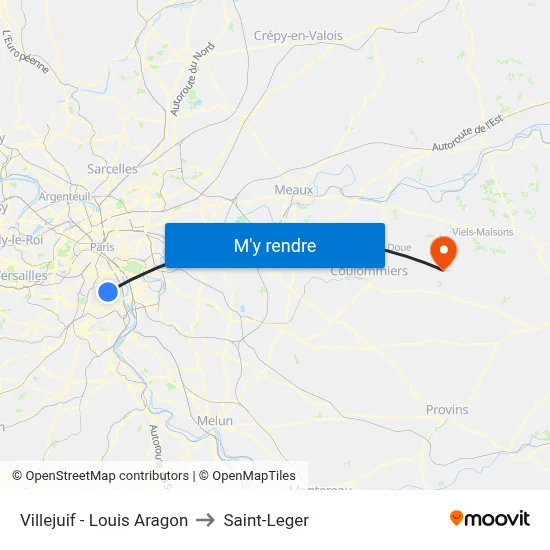 Villejuif - Louis Aragon to Saint-Leger map
