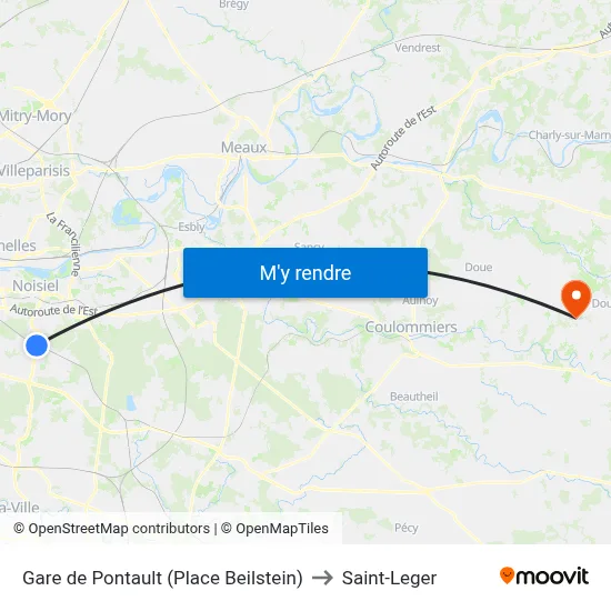 Gare de Pontault (Place Beilstein) to Saint-Leger map