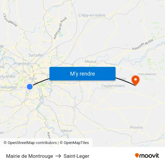 Mairie de Montrouge to Saint-Leger map