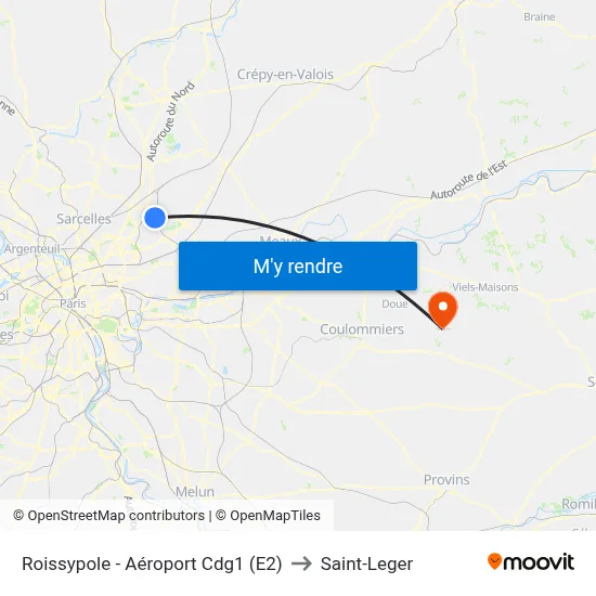 Roissypole - Aéroport Cdg1 (E2) to Saint-Leger map