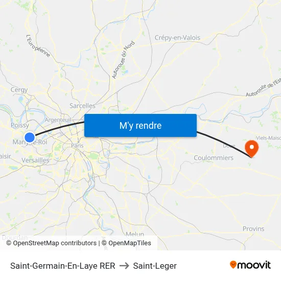 Saint-Germain-En-Laye RER to Saint-Leger map