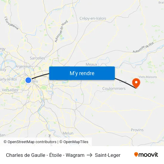 Charles de Gaulle - Étoile - Wagram to Saint-Leger map