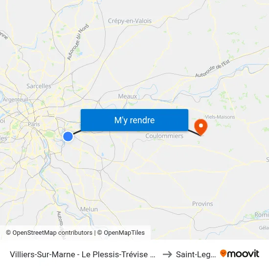 Villiers-Sur-Marne - Le Plessis-Trévise RER to Saint-Leger map