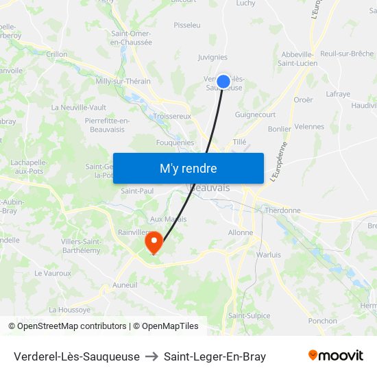 Verderel-Lès-Sauqueuse to Saint-Leger-En-Bray map