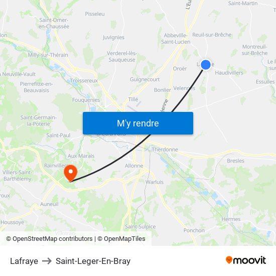 Lafraye to Saint-Leger-En-Bray map