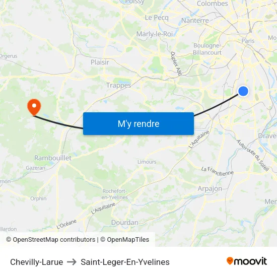 Chevilly-Larue to Saint-Leger-En-Yvelines map