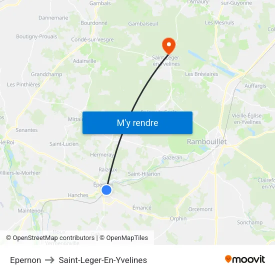 Epernon to Saint-Leger-En-Yvelines map