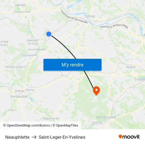 Neauphlette to Saint-Leger-En-Yvelines map