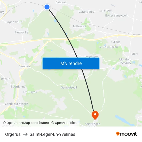 Orgerus to Saint-Leger-En-Yvelines map