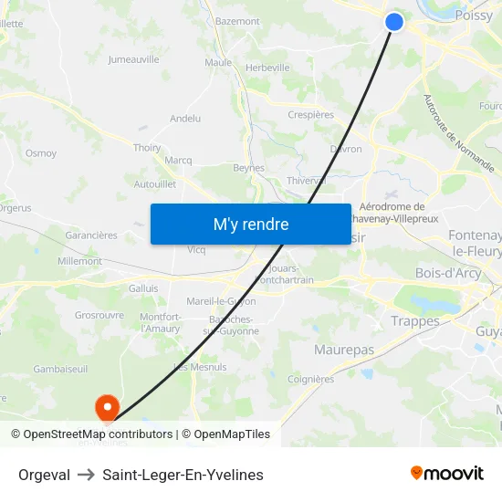 Orgeval to Saint-Leger-En-Yvelines map