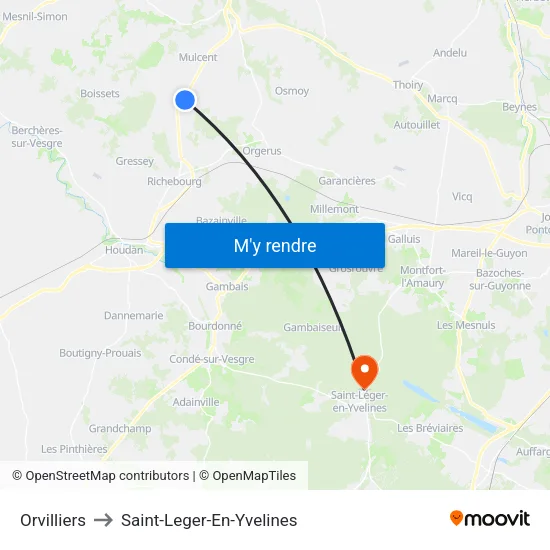 Orvilliers to Saint-Leger-En-Yvelines map