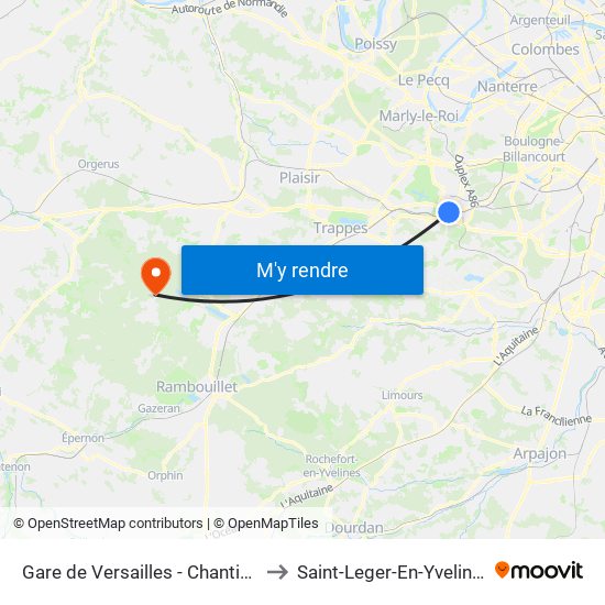 Gare de Versailles - Chantiers to Saint-Leger-En-Yvelines map