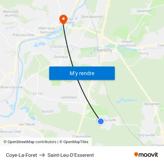 Coye-La-Foret to Saint-Leu-D'Esserent map