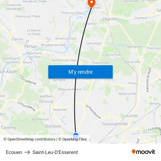 Ecouen to Saint-Leu-D'Esserent map