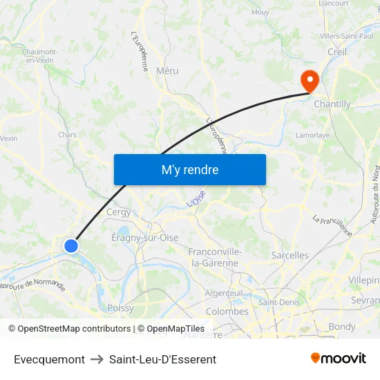 Evecquemont to Saint-Leu-D'Esserent map
