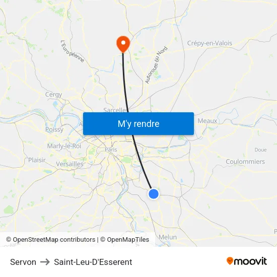 Servon to Saint-Leu-D'Esserent map