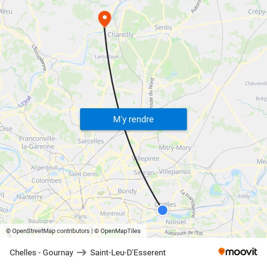 Chelles - Gournay to Saint-Leu-D'Esserent map