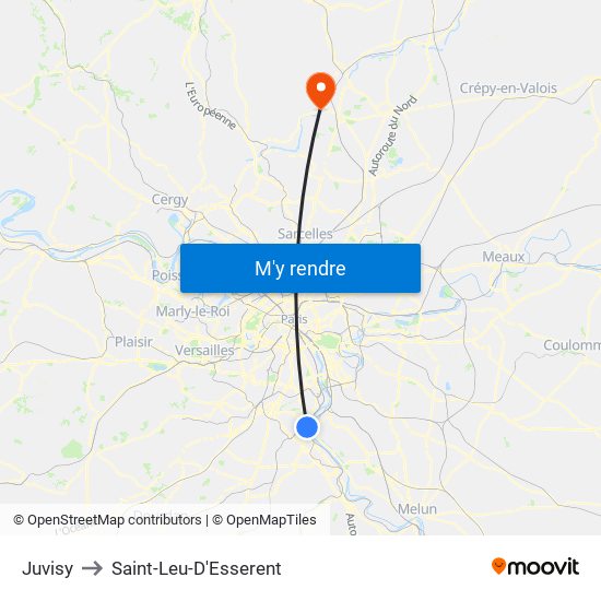Juvisy to Saint-Leu-D'Esserent map