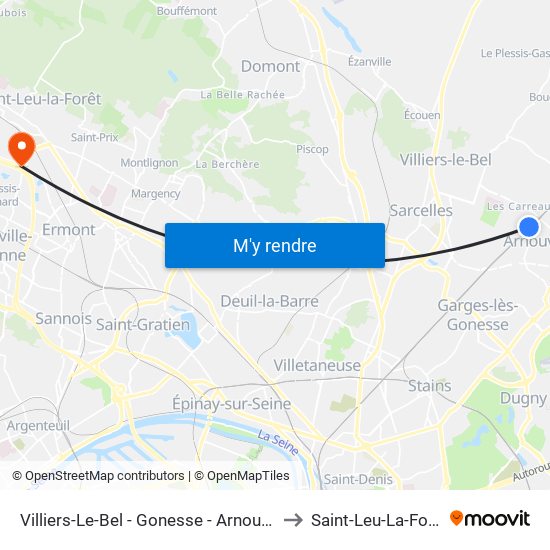Villiers-Le-Bel - Gonesse - Arnouville to Saint-Leu-La-Foret map