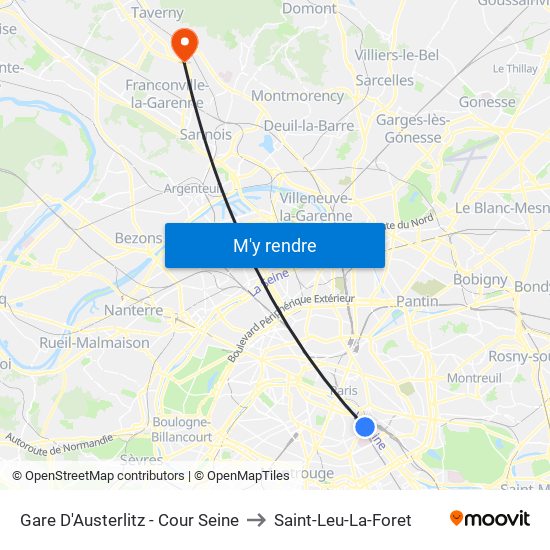 Gare D'Austerlitz - Cour Seine to Saint-Leu-La-Foret map