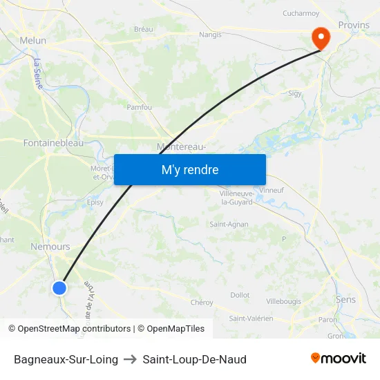 Bagneaux-Sur-Loing to Saint-Loup-De-Naud map