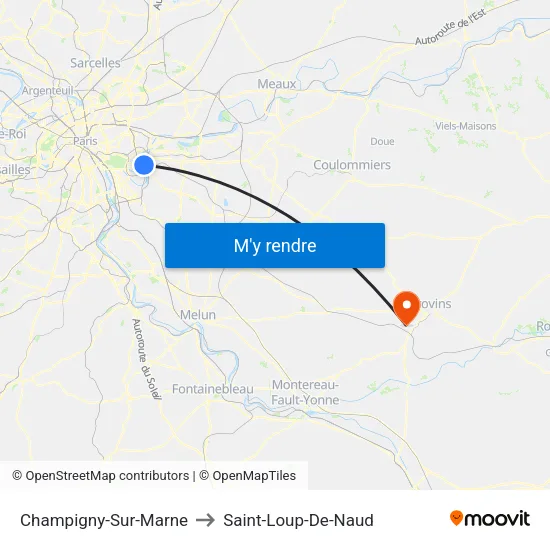 Champigny-Sur-Marne to Saint-Loup-De-Naud map