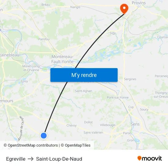Egreville to Saint-Loup-De-Naud map