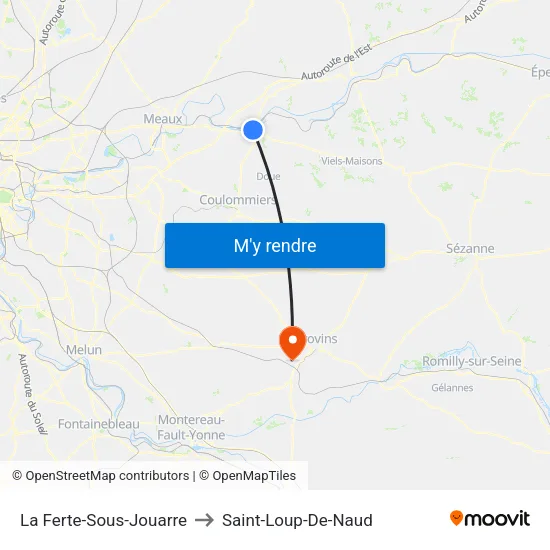 La Ferte-Sous-Jouarre to Saint-Loup-De-Naud map