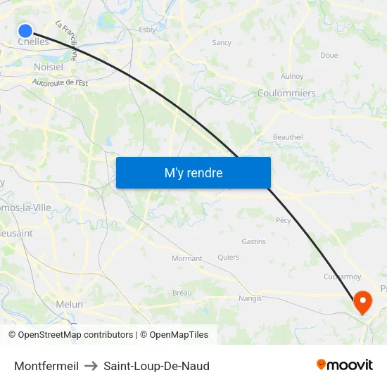 Montfermeil to Saint-Loup-De-Naud map