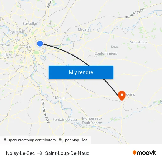 Noisy-Le-Sec to Saint-Loup-De-Naud map