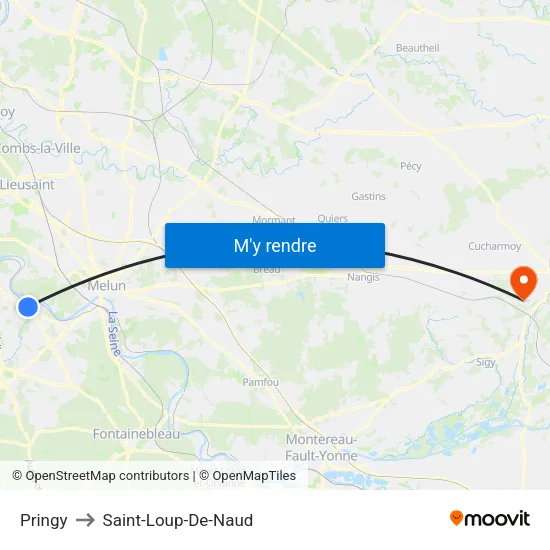 Pringy to Saint-Loup-De-Naud map