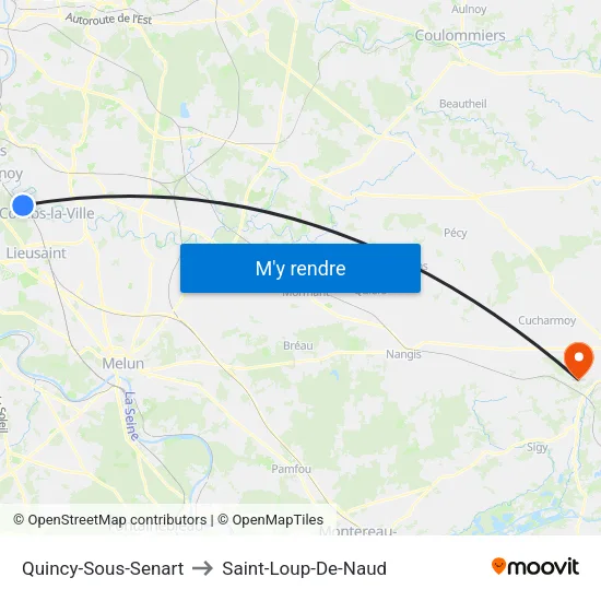 Quincy-Sous-Senart to Saint-Loup-De-Naud map