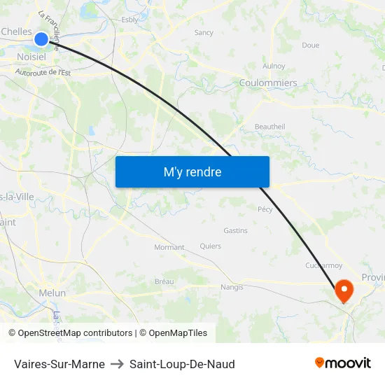 Vaires-Sur-Marne to Saint-Loup-De-Naud map