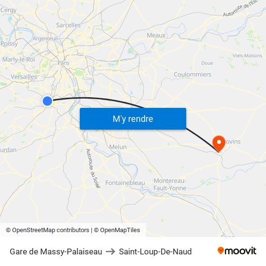 Gare de Massy-Palaiseau to Saint-Loup-De-Naud map