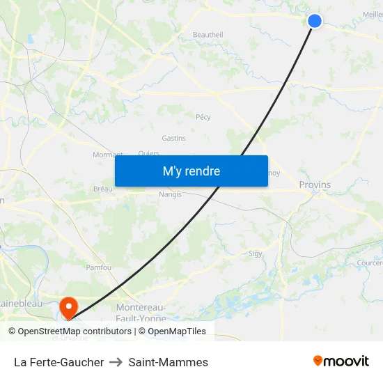 La Ferte-Gaucher to Saint-Mammes map