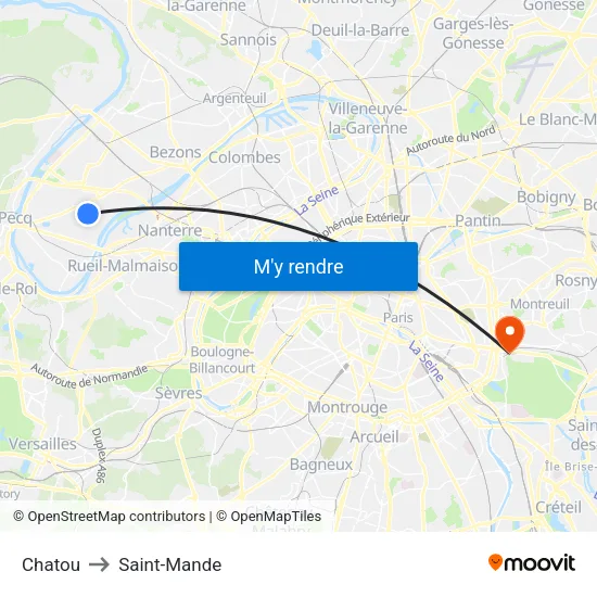 Chatou to Saint-Mande map