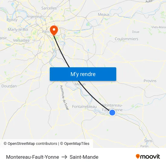 Montereau-Fault-Yonne to Saint-Mande map