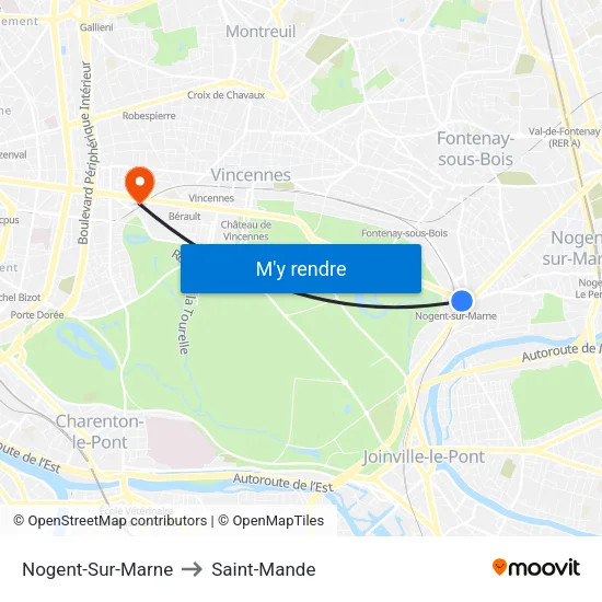 Nogent-Sur-Marne to Saint-Mande map