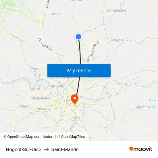 Nogent-Sur-Oise to Saint-Mande map