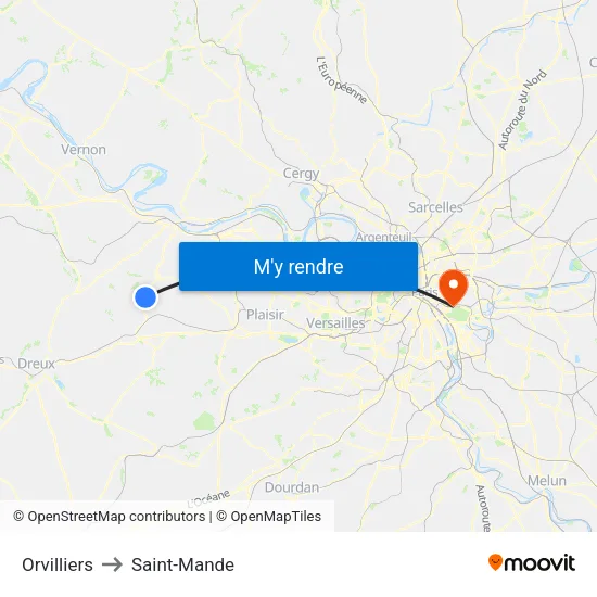 Orvilliers to Saint-Mande map