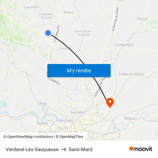 Verderel-Lès-Sauqueuse to Saint-Mard map